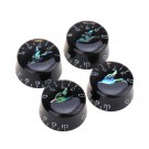 Musiclily Pro Metric Size Abalone Bird Top Guitar Speed Control Knobs for Epiphone Les Paul SG Style, Black(Set of 4)