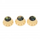 Musiclily Pro Plastic Metric Size Abalone Top Strat Knobs for Squier ST Style Guitar, Cream(Set of 3)