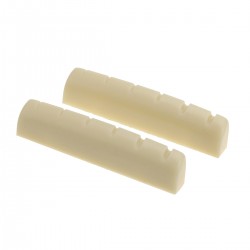 Musiclily Pro Urea Resin Plastic Slotted 43mm LP Style Guitar Nuts Flat Bottom for 6 String  Les Paul or Acoustic Guitar, Ivory(Set of 2)