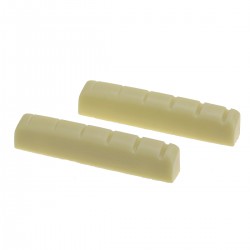 Musiclily Pro Urea Resin Plastic Slotted 44mm Electric Guitar Les Paul Nuts Flat Bottom for 6-string LP Style Guitar, Ivory(Set of 2)