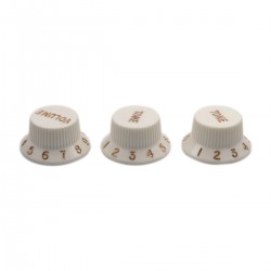 Musiclily Ultra Universal Fitting Size Strat Knobs 2 Tone 1 Volume Set for Fender Stratocaster ST Style Electric Guitar, Aged White