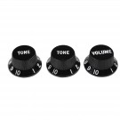 Musiclily Ultra Universal Fitting Size Strat Knobs 2 Tone 1 Volume Set for Fender Stratocaster ST Style Electric Guitar, Black