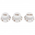 Musiclily Ultra Universal Fitting Size Strat Knobs 2 Tone 1 Volume Set for Fender Stratocaster ST Style Electric Guitar, White