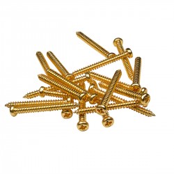 Musiclily Basic 2,6x26mm Metal Metric Thread Guitar Pickup Wood Mounting Screws for Single Coil / Humbucker Pickups, Gold(Set of 20) 