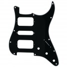 Musiclily Pro 11 Holes Round Corner HSH Strat Pickguard for American/ Mexican Fender Standard Stratocaster Electric Guitar, 3Ply Black