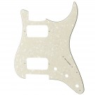Musiclily Pro 11 Holes Round Corner HH Strat Pickguard 2 Humbuckers for American/Mexican Fender Standard Stratocaster Electric Guitar, 4Ply Aged White Pearl