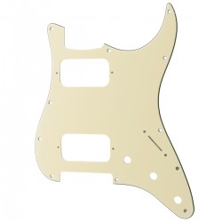 Musiclily Pro 11 Holes Round Corner HH Strat Pickguard 2 Humbuckers for American/Mexican Fender Standard Stratocaster Electric Guitar, 3Ply Cream
