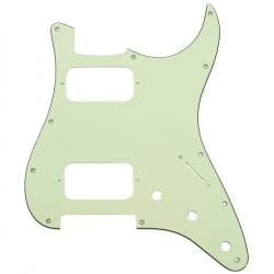 Musiclily Pro 11 Holes Round Corner HH Strat Pickguard 2 Humbuckers for American/Mexican Fender Standard Stratocaster Electric Guitar, 3Ply Mint Green