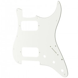 Musiclily Pro 11 Holes Round Corner HH Strat Pickguard 2 Humbuckers for American/Mexican Fender Standard Stratocaster Electric Guitar, 3Ply White