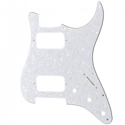Musiclily Pro 11 Holes Round Corner HH Strat Pickguard 2 Humbuckers for American/Mexican Fender Standard Stratocaster Electric Guitar, 4Ply White Pearl