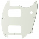 Musiclily Pro 9 Holes Round Corner HH Guitar Pickguard 2 Humbuckers for Squier Bullet Series Mustang Electric Guitar, 3Ply Aged White 