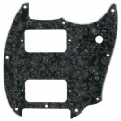 Musiclily Pro 9 Holes Round Corner HH Guitar Pickguard 2 Humbuckers for Squier Bullet Series Mustang Electric Guitar, 4Ply Black Pearl