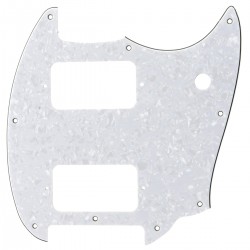 Musiclily Pro 9 Holes Round Corner HH Guitar Pickguard 2 Humbuckers for Squier Bullet Series Mustang Electric Guitar, 4Ply White Pearl