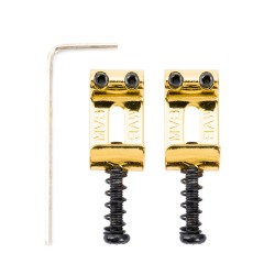 Musiclily Pro 10.8mm Vintage Steel Saddles for Import Strat Style Electric Guitar Wilkinson M Series Bridge, Gold (Set of 2)