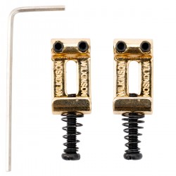 Wilkinson 10.8mm Vintage Steel Saddles for Wilkinson WVC Tremolo Bridge and Import Strat Style Electric Guitar, Gold (Set of 2)