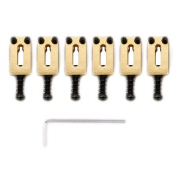 Wilkinson 10.8mm Stainless Steel Saddles for Wilkinson WVP Tremolo Bridge and Import Strat Style Electric Guitar, Gold (Set of 6)